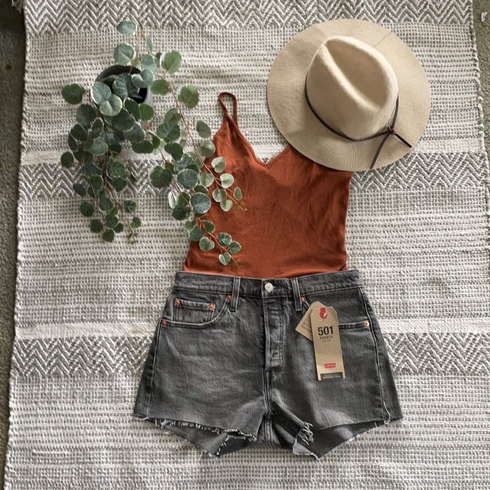 BP. Rust orange ribbed bodysuit